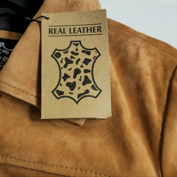 NWT Fan Jackets Kandis Suede 3/4 Length Nutmeg Suede Jacket Size Medium - Picture 5 of 16